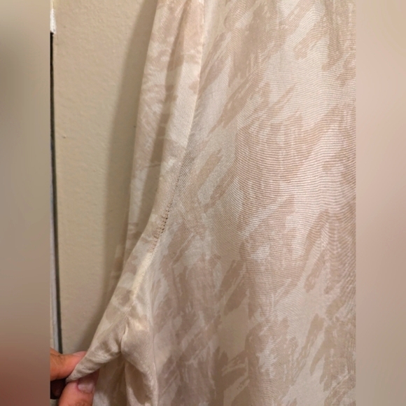 GAP Cotton Silk Cream Beige Tunic Button Front 3/4 Sleeve Brush Stroke Print- XL - Picture 8 of 11